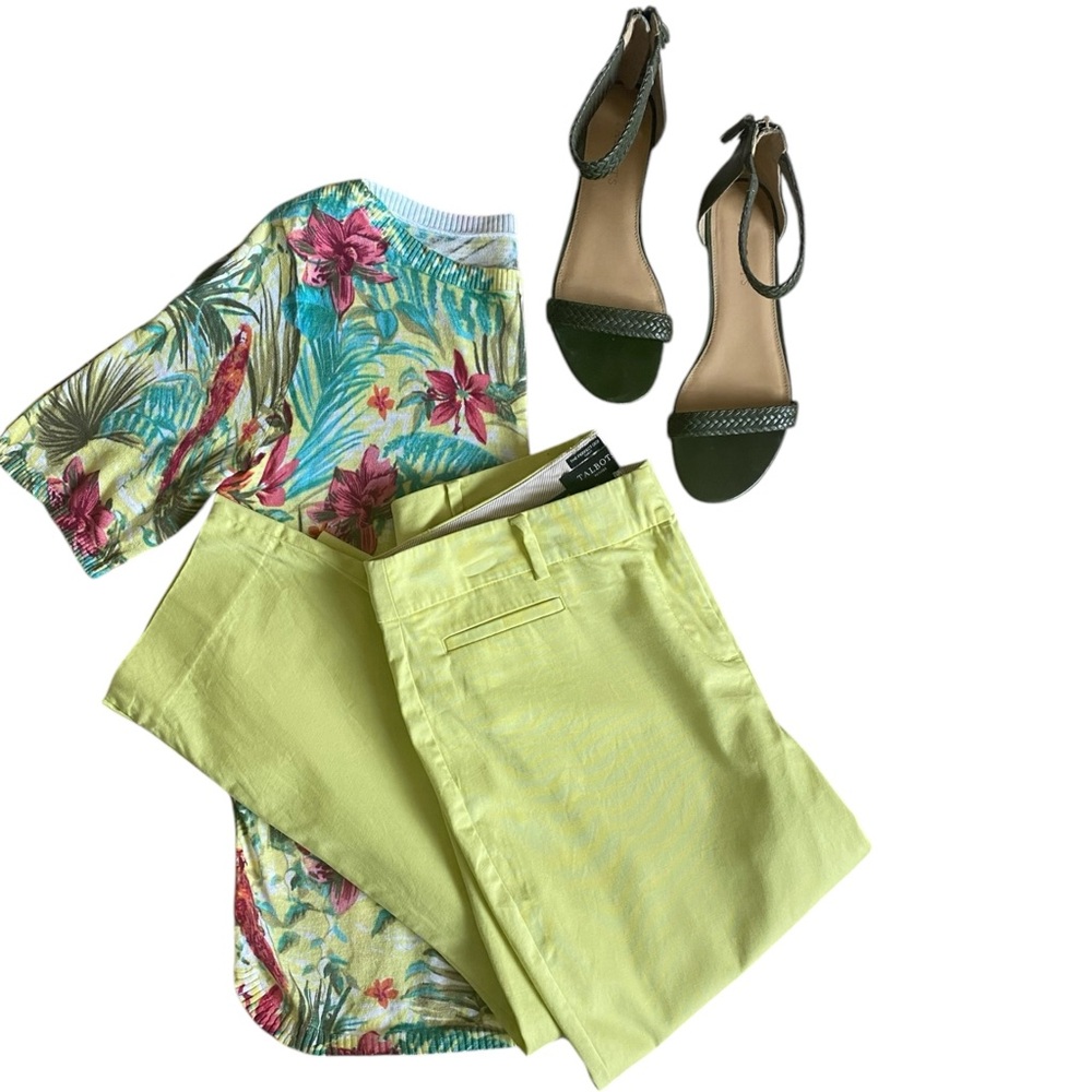 3/$29 Talbots The Perfect Crop Yellow Charmeuse Size 10P - Picture 2 of 8